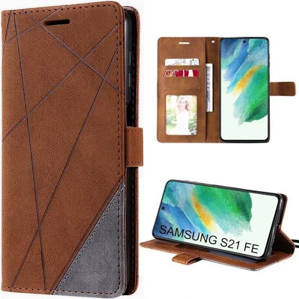 Skyddsfodral för Samsung Galaxy S21 FE - BOOLING - Plånboksfodral i mjukt PU-läder - Brun kastanj