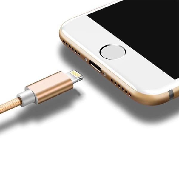 Kabel för iPhone - Guld Nylon - 1M - Kompatibel med iPhone 5 till 11 Pro Max - USB