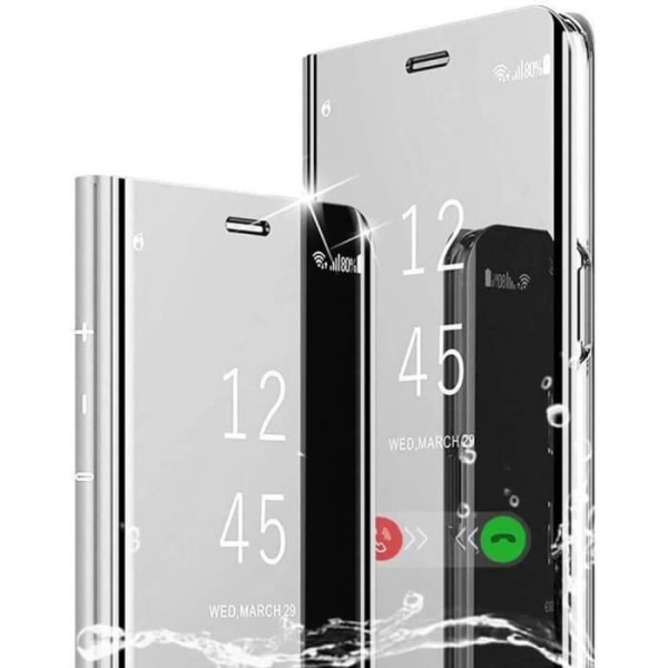 Fodral till Samsung Galaxy A13 5G Smart Fodral Mirror Effect Clear View Silver + 2 härdade glasögon Silver