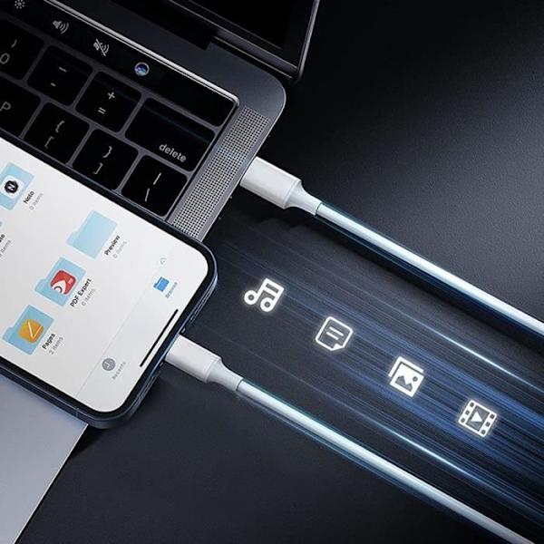 USB-laddningskabel för iPhone 14 Pro Max - E.F.ANSLUTNING - USB C till Lightning-kabel - 2 meter - Vit Vit