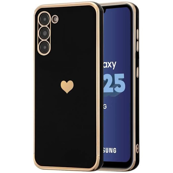 Skyddsskal - BOOLING - Samsung Galaxy A25 5G - Hjärtmotiv - Stötsäker - Ultra Slim Svart Svart