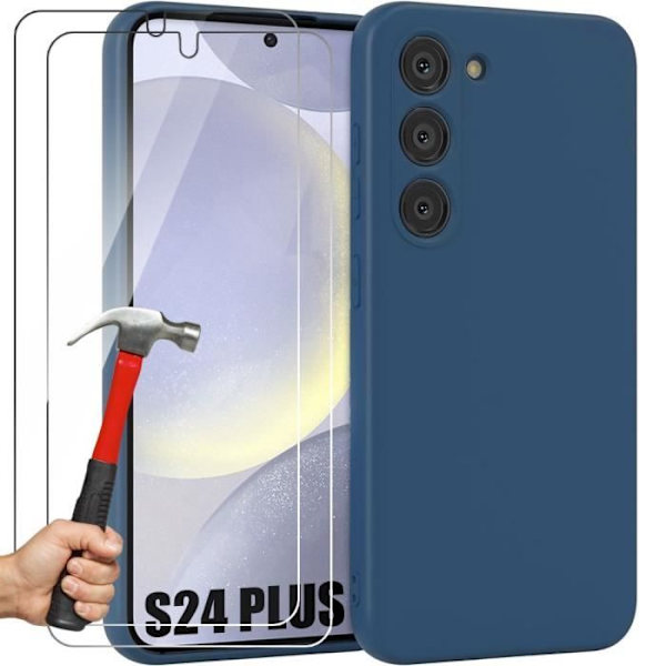 Fodral för Samsung Galaxy S24 Plus - S24+, ultratunt skydd Stötsäkert Anti-skrapa Marinblå + 2 härdade glasögon