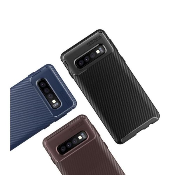 Etui til din Samsung Galaxy S10 i sort kulfiber TPU, der tåler fald Svart