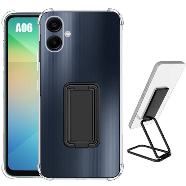 Coque för Samsung Galaxy A06, Transparent med Justerbart Stöd Svart - BOOLING® Transparent
