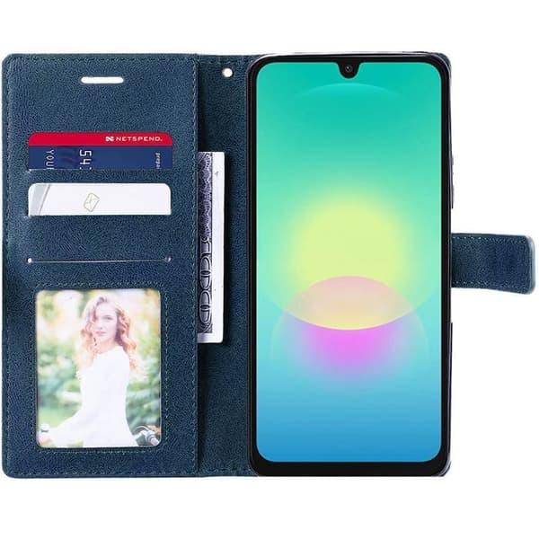 Skyddsfodral för Samsung Galaxy A18 4G/5G, Flip Case Stötsäker Repfria Marinblå Läderlook marinblå