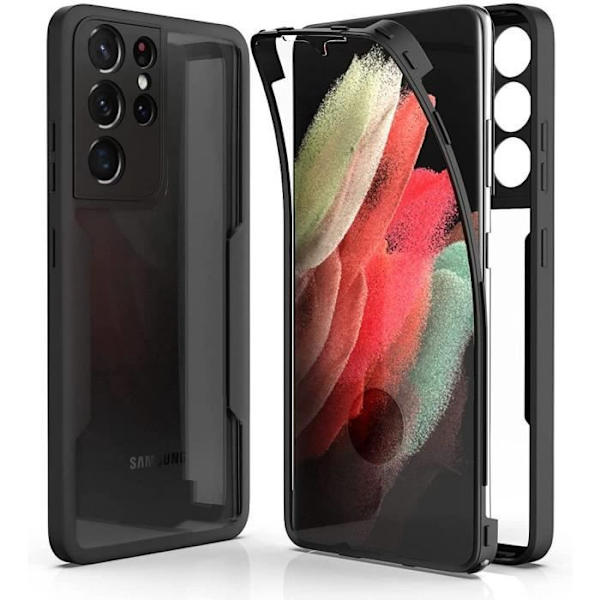 Fodral för Samsung S21 Ultra (6,8") Svart förstärkt kant, styvt 360 graders skydd Anti-repa tjockt