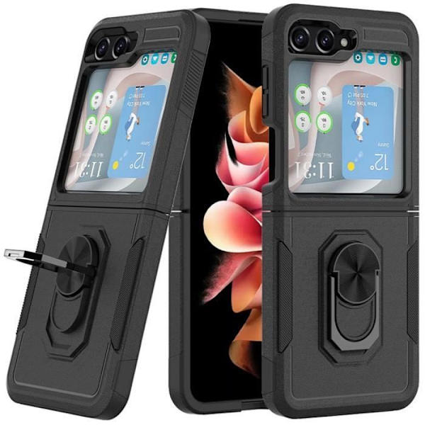 Skyddsfodral - Samsung - Galaxy Z Flip 5/6 - Hård Skydd - Metallstöd - Halkfri Svart