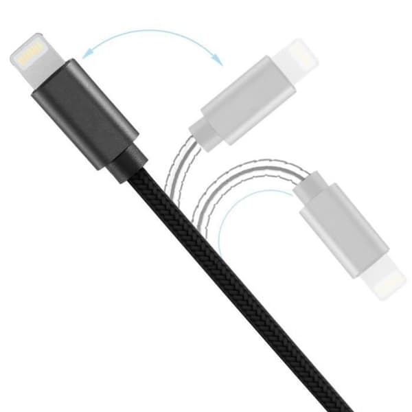 Kabel kompatibel med iPhone, 2-pack, 2M, svart nylon