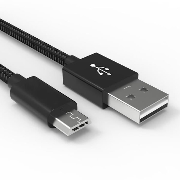 Mikro USB-kabel - E.F.ANSLUTNING - Paket med 3 - 1M - Svart nylon - Android-kompatibel Svart