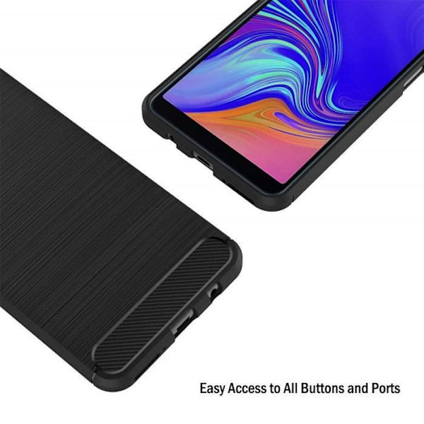 Skyddshölje - Cophone - Galaxy A7 2018 - Halkfri - Kolfiber - Svart Svart
