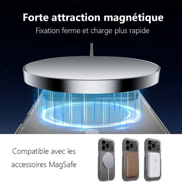 Coque - BOOLING - för iPhone 17 Pro - Stötsäker - Transparent - Med Magnetisk Ring - 2 Härdat Glas Transparent