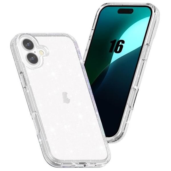 Cover til iPhone 16, gennemsigtig beskyttelse skinnende effekt stødsikker anti-ridse Transparent