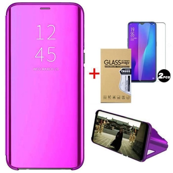 Samsung Galaxy S21 Plus (5G) + härdat glasfodral, frisikt Stötsäkert hårt spegelskydd med ställ, lila
