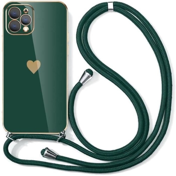 Halsbandsfodral för iPhone 12 Pro Max (6,7") Midnight Green Luxury Galvaniserat Guld Mjukt Stötsäkert TPU Anti-Scratch