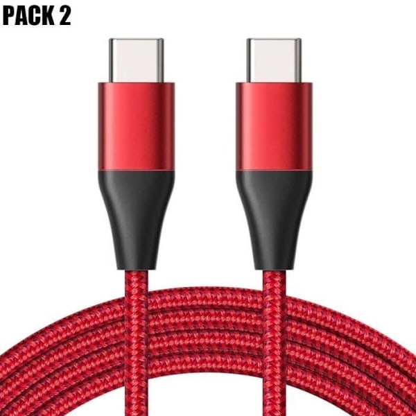 2 Snabb USB-C till USB-C-kabel för Samsung Galaxy A05s A15 A25 A35 A55 - Förstärkt nylon 1M Röd Röd