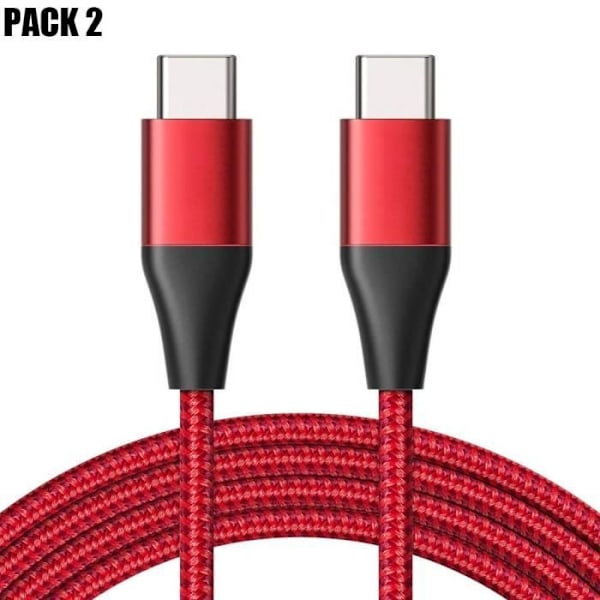 2 Snabb USB-C till USB-C-kablar för Samsung Galaxy A05s A15 A16 A25 A35 A36 A55 A56 - Förstärkt nylon 1M Röd Röd