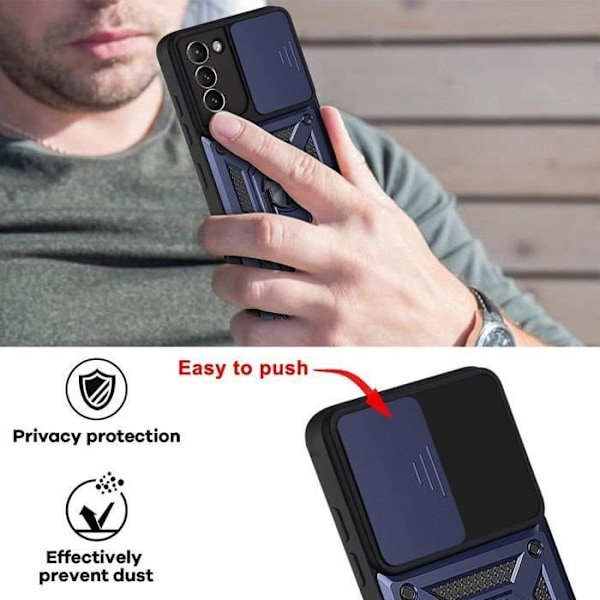 Skyddsfodral - PROSHOP - för Samsung S21 - Mörkblå - Rep - Chockresistent Bakring marinblå