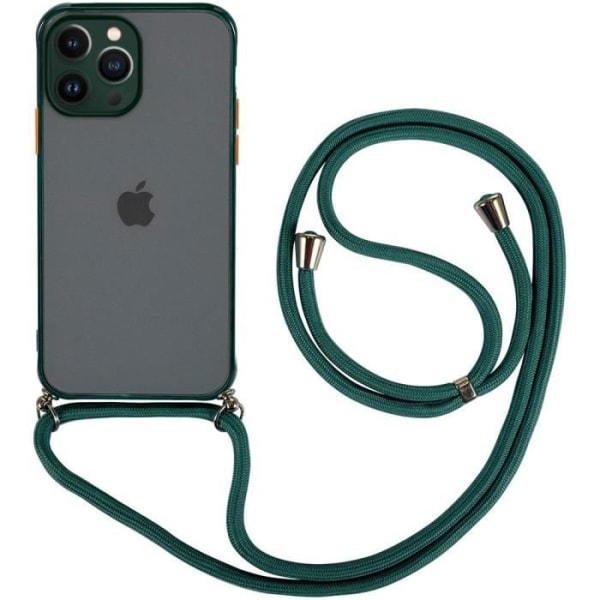 Cover til iPhone 13 Pro (6,1") Lys farve Frosted Hard Tynd Letvægts med halskædesnor Midnight Green Nattgrönt