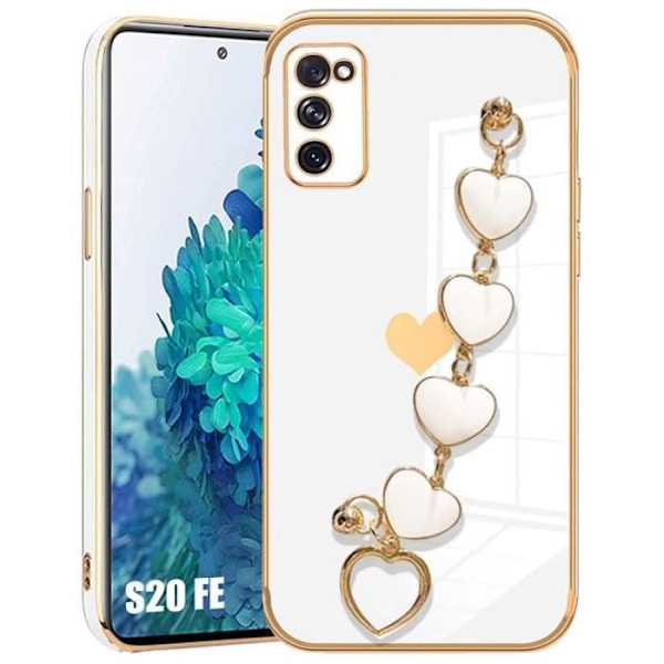 Skyddsfodral - Samsung - Galaxy S20 FE - Hjärtmotiv - Stötsäker - Mjuk silikon Vit