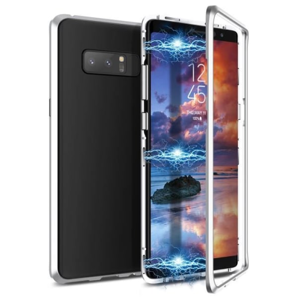 Samsung Note8 2 i 1 hårt fodral med löstagbar magnetram PC Transparent baksida Stötsäker Silver