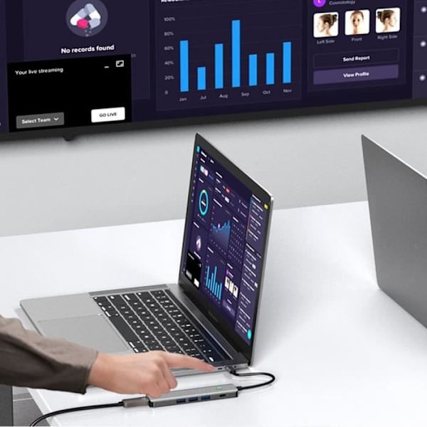 4K USB-C till HDMI-adapter med USB 3.0-port, 100W PD, LED-knappindikator, 6 i 1 Adapter Hub för MacBook Air-Pro iMac