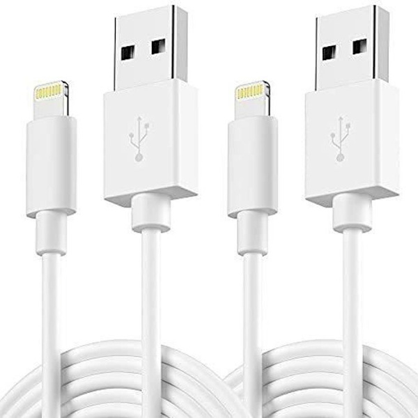 Set med 2 USB-laddarkablar 3m för iPhone SE 2020/ X/ XS/ XR/6/7/8/11/12 Pro Max Vit