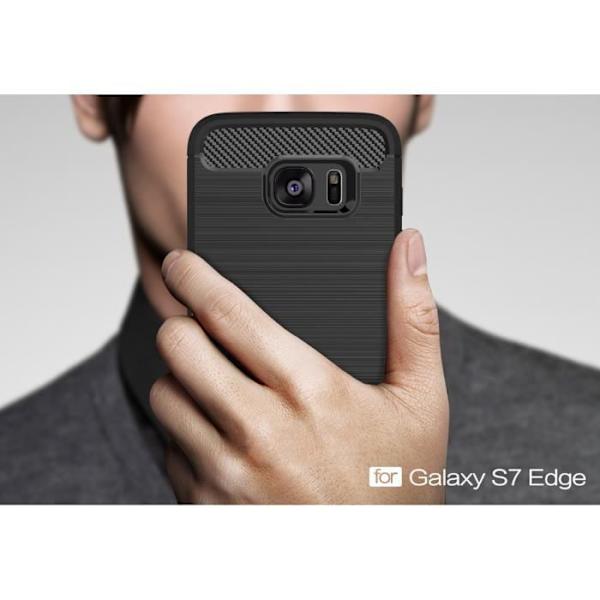 Fodral för Samsung Galaxy S7 Fodral Skyddande kolfiber Ultralätt mjukt gummi TPU Premium Silikon Svart