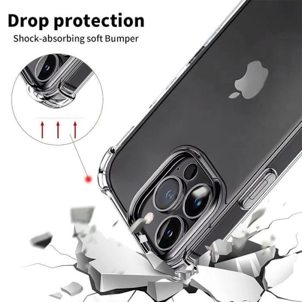 Skyddande skal för telefon - BOOLING - iPhone 16 Pro - TPU Stötsäkert - Transparent - 2 Härdat glas Transparent