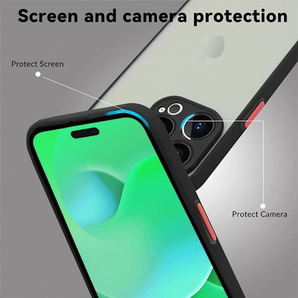 iPhone 14 Pro Max Thin PC Silikon hårt stötsäkert fodral - Svart Svart