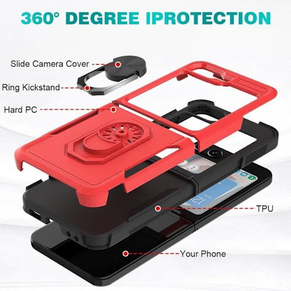 Coque - Samsung - Galaxy Z Flip 5 / Z Flip 6 - Förstärkt Skydd - Stötsäker - Röd Röd