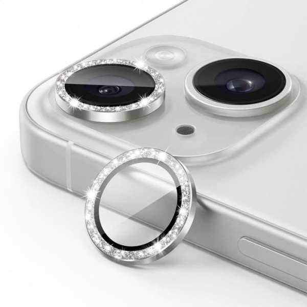 Kameraskydd för iPhone 15 -15 Plus - Anti-skrapa skydd av härdat glas Silver Aluminium Contour