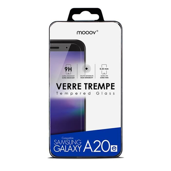 Härdat glas - MOOOV - SAMSUNG A20e - 0,33 mm - Antifingeravtryck - Repbeständig