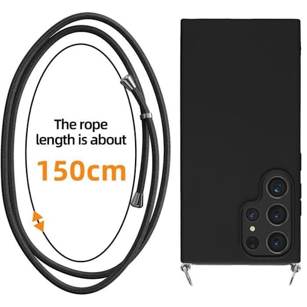 Skyddsfodral - BOOLING - Samsung Galaxy S24 Ultra - Flexibelt - Svart - Justerbar axelrem Svart