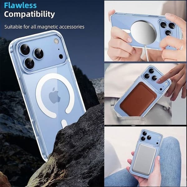 Skal för iPhone 18 Pro Max, Skydd med Antichock Magnetring - Transparent Transparent