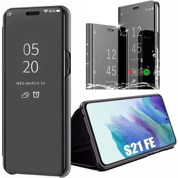 Skyddsfodral - Samsung - Galaxy S21 FE - Svart - Repåtsståndig - Fodral med lucka Svart