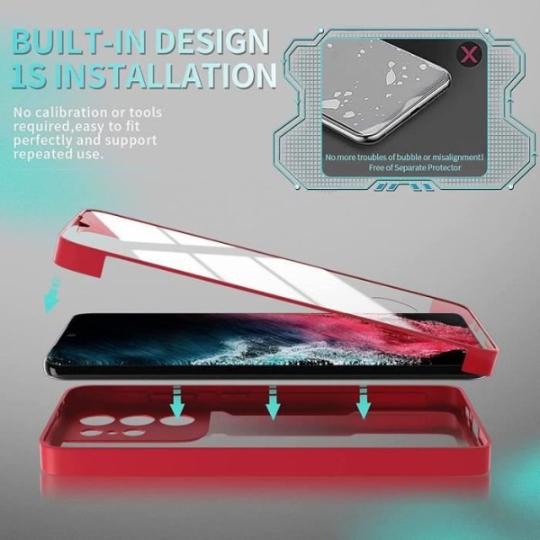Fodral för Samsung S21 Ultra (6,8") Röd Styv Anti-Scratch 360 graders skydd Solid Tjockt
