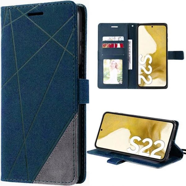 Fodral till Samsung Galaxy S22 Protection Syntetiskt läder Anti-Scratch Marinblå marinblå