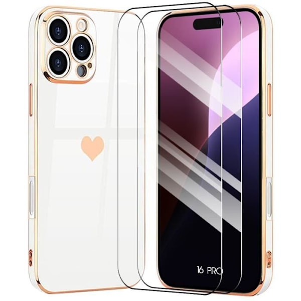 Skyddande skal för telefon - BOOLING - iPhone 16 Pro - Stötabsorberande - Silikon - Lyx Vitt guld