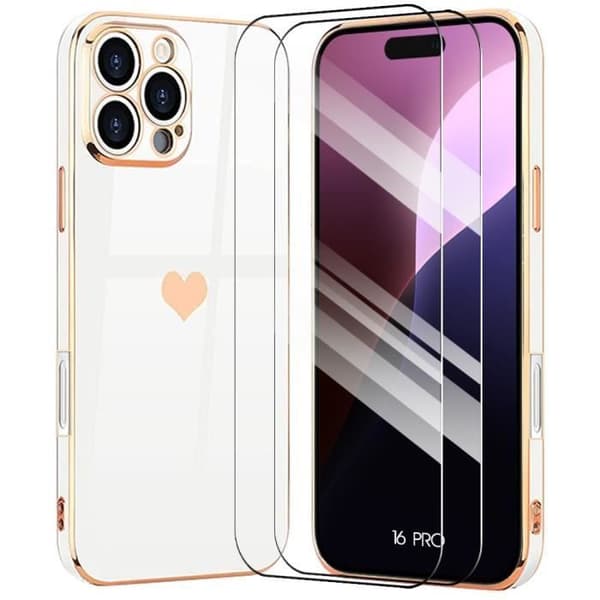 Skyddsskal - BOOLING - för iPhone 16 Pro - Stötsäker - Silikon - Lyx Vitt guld