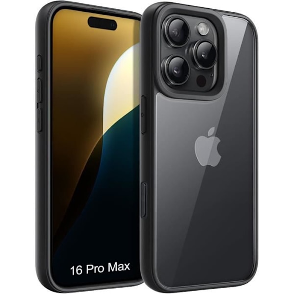 Skyddsskal för iPhone 16 Pro Max - BOOLING - Svart - Hård - Halvgenomskinlig - Minimalistisk Svart