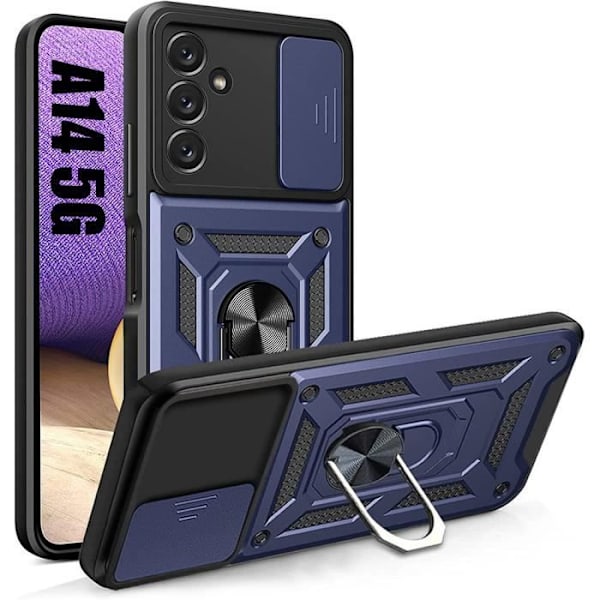 Coque - Samsung - Galaxy A14 4G-5G - Mörkblå - Stöttålig - 360° Stöd Ring marinblå