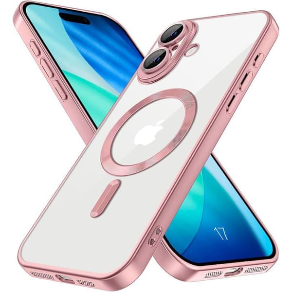 Skyddshölje - BOOLING - iPhone 17 - Transparent - Magnetring - Stötsäker Rosa