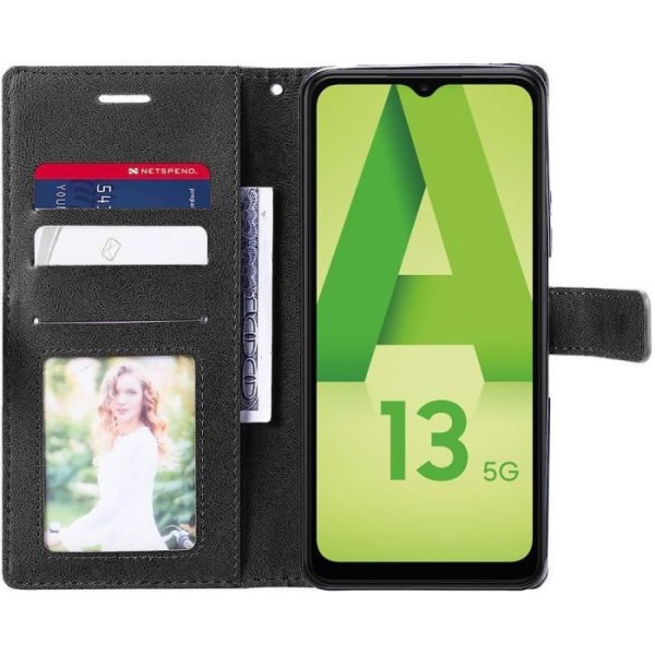 Case til Samsung Galaxy A13 5G Flip Case Flap Syntetisk Læder Brun-Sort Tofarvet