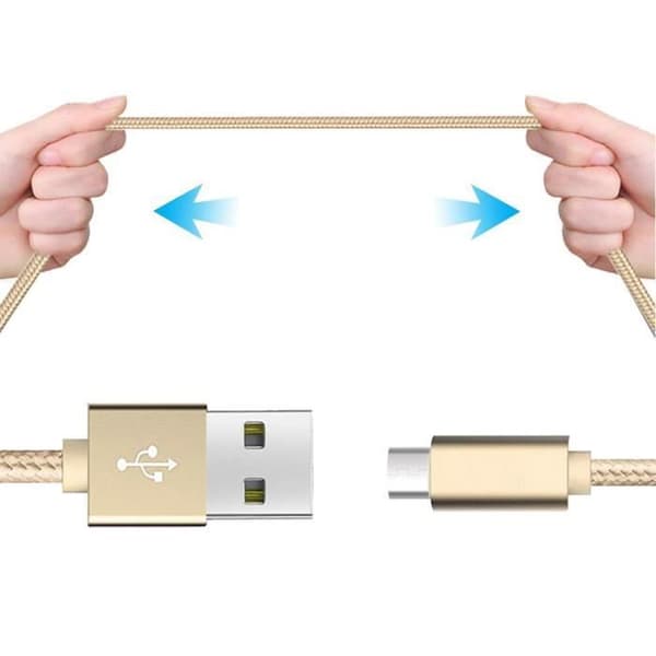 Micro USB Laddkabel - Gyllene Nylon - 3-Pack - 2M gyllene
