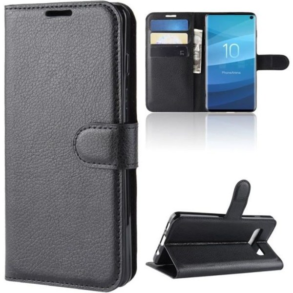 Fodral Cover Coque För Samsung Galaxy S10 6.1 Black Wallet PU Läder Flip Fodral Cover svart