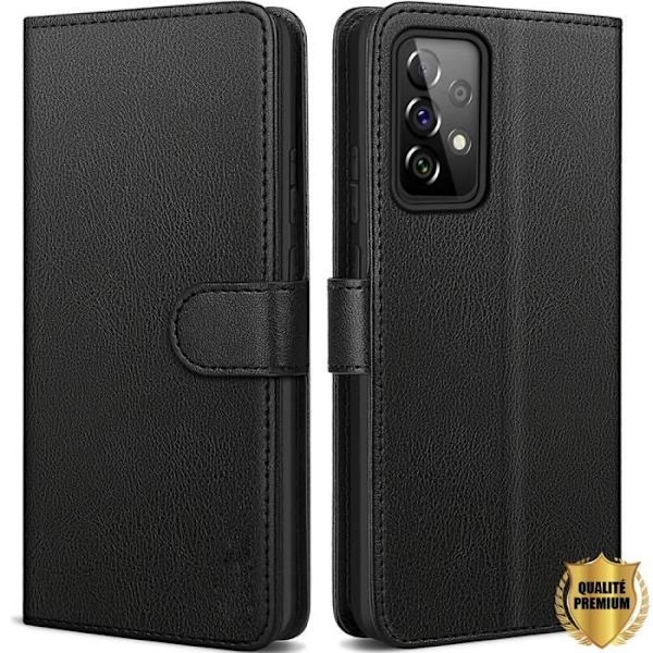 Samsung A72 (6") Fodral i praktisk plånboksform Magnetisk flik Svart Svart