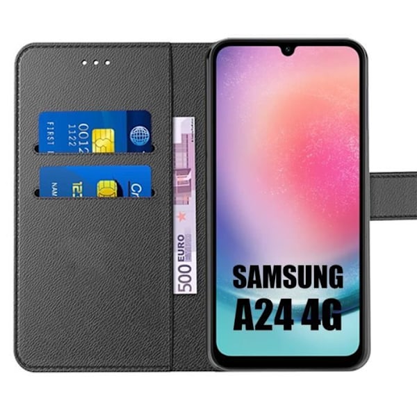 Coque semi-rigid BOOLING för Samsung Galaxy A24 - Magnetstängning elegant lädereffekt svart Svart