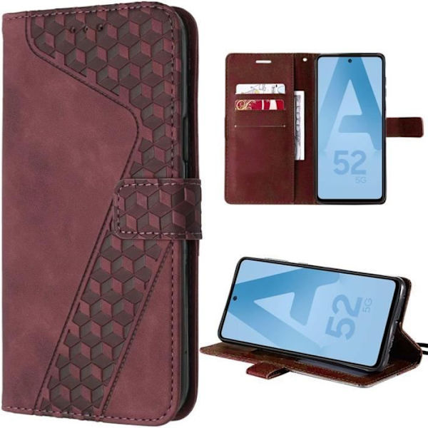 Skyddsfodral - Samsung - Galaxy A52 4G-5G/A52s 5G - PU-läder - Röd - Handsfree-stöd Röd