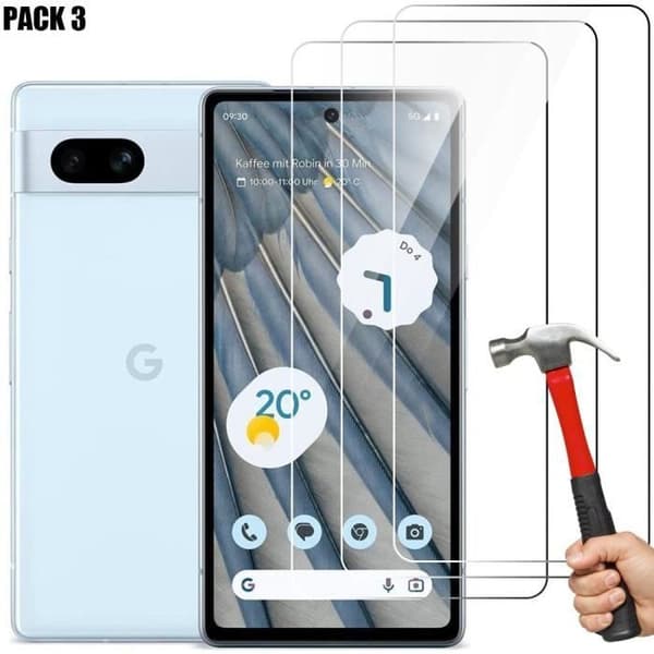 Skyddsglas - för Google Pixel 7a - Härdat Glas - 3-pack - Enkel Installation - Rep Resistant Transparent