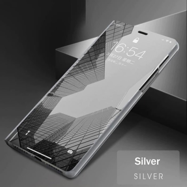 Etui til Samsung Galaxy S24 Ultra med 2 beskyttende spejleffekt af hærdet glas Smart Case Silver